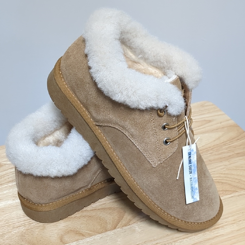 Women's Tan Suede Plush-Lined Casual Flats